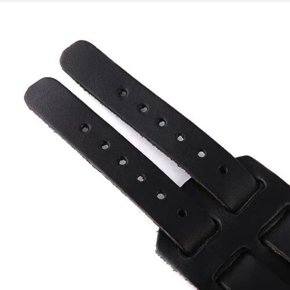 Men's Wide Leather Belt Strap Buckle Adjustable Cuff Bangle Wristband Bracelet - Picture 4 of 5
